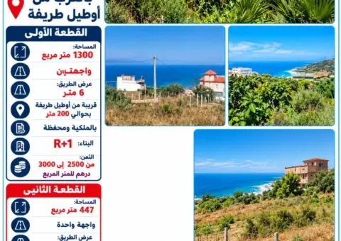 2 Terrains titrés à vendre près de l'Hôtel Tarifa, Wad Alian, Tanger