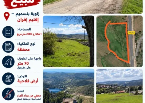 Terrain agricole titré à vendre à Zaouiat Ben Smim, Ifrane - 12 800 m²