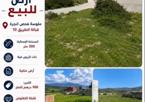 Terrain Zone Villa à Vendre Face à la Route N10 – Melloussa, Fahs-Anjra (300 m²)